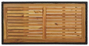 fekete polyrattan bárasztal tárolópolccal 120 x 60 x 110 cm