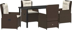 vidaXL Kert étkező szett 5 pcs Barna polirattan