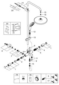 GROHE 26988001 - VITALIO START SYSTEM, 390 mm-es zuhanyrendszer, fényes króm
