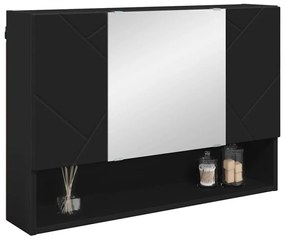 Fürdőszobai tükörszekrény Fekete 80 x 17 x 55 cm Faanyag
