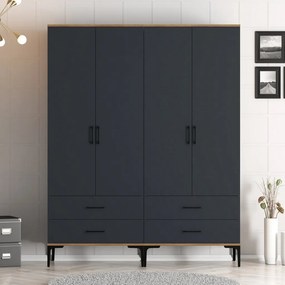 Kumsal gardróbszekrény, dió-antracit, 160 cm – TR845HCT5484