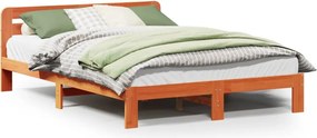 vidaXL viaszbarna tömör fenyőfa ágy matrac nélkül 120 x 190 cm