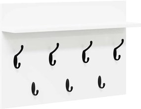Fali Kabáthorog polcokkal Fehér 60 x 40 x 12 cm Faanyag
