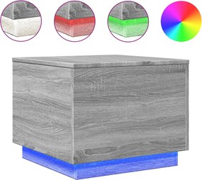 vidaXL szürke sonoma színű dohányzóasztal LED-lámpákkal 50x50x40 cm