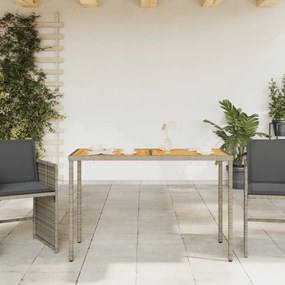szürke polyrattan akácfa lapos kerti asztal 115x54x74 cm