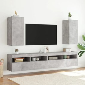 betonszürke falra szerelhető TV-szekrény LED-del 30,5x35x70 cm