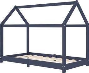 vidaXL szürke tömör fenyőfa gyerekágy-keret 70 x 140 cm