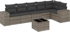 vidaXL 7 részes szürke polyrattan kerti ülőgarnitúra párnákkal