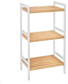 3 szintes bambusz tároló állvány, 45 x 31,5 x 80 cm, natúr és fehér