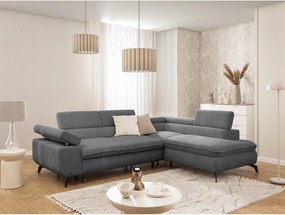 Szürke zsenília sarokkanapé (jobb oldali-L alakú) Marbeya – Ropez