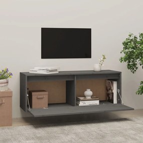 szürke tömör fenyőfa faliszekrény 100 x 30 x 35 cm