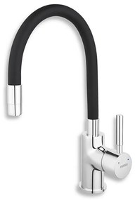 FERRO - Mosogató csap rugalmas karral fényezett króm/matt fekete