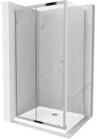 Mexen Apia tolózuhany 140 x 90 cm, 5 mm-es üveg, króm profil-átlátszó üveg + vékony zuhanytálca 5 cm, 840-140-090-01-00-4010