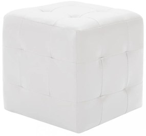 2 db fehér műbőr puff 30x30x30 cm