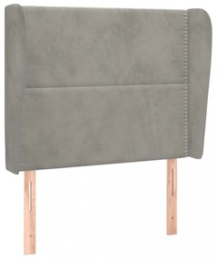 világosszürke bársony fejtámla szárnyakkal 83 x 23 x 118/128 cm