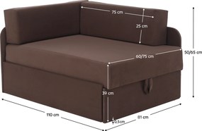 Kinyitható heverő, barna Taupe, MONTES UNI