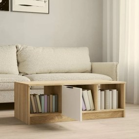 fehér és sonoma színű szerelt fa dohányzóasztal 102x50x36 cm