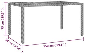 vidaXL 7 részes fekete polyrattan kerti bisztrógarnitúra párnákkal