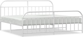 vidaXL fehér fém ágykeret fej- és lábtámlával 200x200 cm