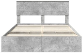 vidaXL Tárolós Ágy fejtámlával Beton Szürke 160 x 200 cm Faanyag