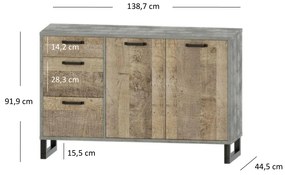Komód Bennie (szürke + homok tölgy). 1052753