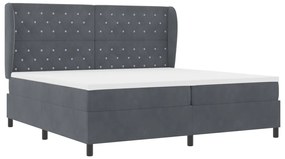 Box Spring Ágy Matraccal, Sötétszürke, 200x200 cm, Bársony