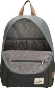 Szürke-zöld vízálló iskolai hátizsák „Smile”