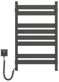 LARGO fürdőszobai törölközőszárító radiátor termosztáttal 432W/230V 80,6 cm IP44 fekete, bal oldali
