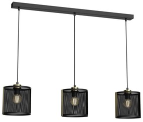 Csillár zsinóron KAGA 3xE27/60W/230V fekete/arany