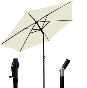 Nagy Kerti Esernyő 300 Cm Szép Fehér Állítható Erős Forgattyúval