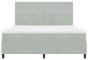 Boxspring Ágy Matracot tartalmazó Világosszürke Szuper King Bársonyos