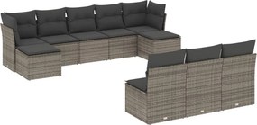 vidaXL 10 részes szürke polyrattan kerti ülőgarnitúra párnákkal