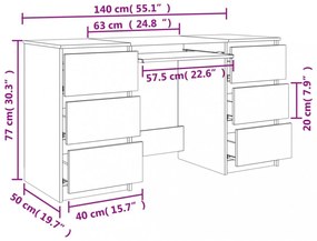 betonszürke szerelt fa íróasztal 140 x 50 x 77 cm