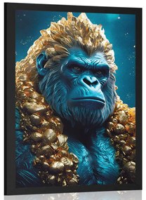 Plakát kék-arany gorilla