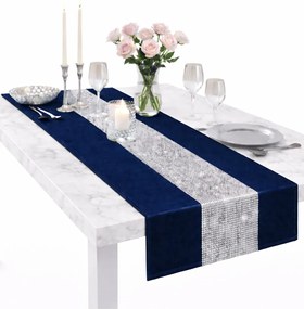 Asztalterítő matt sötétkék 40x220 dekoratív klasszikus sima