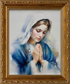 Vászonkép 31x26 Szűz Mária Arany Díszített Keret