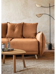 Téglavörös kordbársony kinyitható sarokkanapé (bal oldali) Lazy Lukka – Miuform