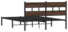 barna tölgy színű fejtámlás ágykeret matrac nélkül 137 x 190 cm