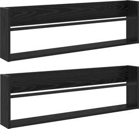 vidaXL Magazin állvány 2 pcs Fekete tölgy 100 x 12 x 30 cm Faanyag