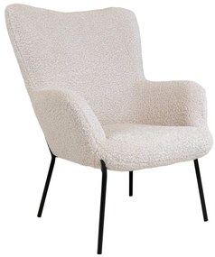 Glasgow fotel, mesterséges báránybőr, fehér fekete lábakkal