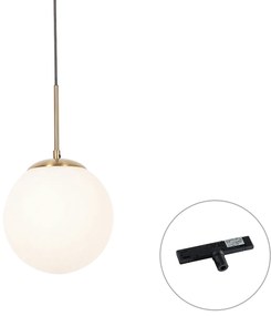 Art Deco függőlámpa arany opálüveggel fekete egyfázisú sínadapterrel - Slimline Flore