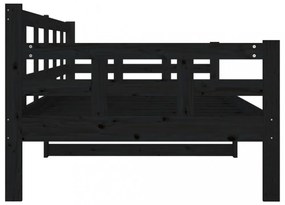 fekete tömör fenyőfa kanapéágy 90x200 cm