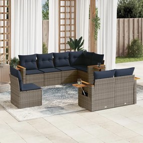 8 részes szürke polyrattan kerti ülőgarnitúra párnával