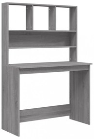 szürke sonoma színű szerelt fa íróasztal polcokkal 102x45x148cm