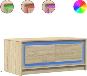 vidaXL sonoma tölgy színű szerelt fa dohányzóasztal LED-világítással