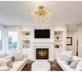 Globo 64138DG - QUEENA rúdon szerelt csillár 6xE14/40W/230V arany