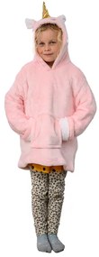 HOODIE UNICORN rózsaszín gyermek ujjas pléd ujjal és kapucnival
