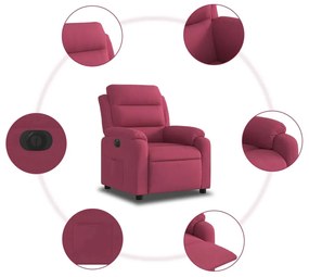 bordó bársony elektromos dönthető fotel