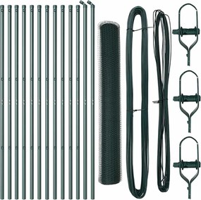 vidaXL Kerítésoszlop Zöld 25 x 1,4 m (13 mm háló) Acél és PVC