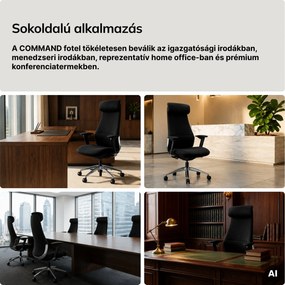 Irodai fotel kárpitozott vezetői fekete: COMMAND